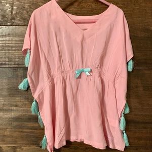 Ruffle Butts Pink Tassel Kaftan Cover-Up